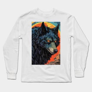 Comic Style Wolf Long Sleeve T-Shirt